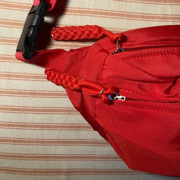 Bright Red Fanny Pack / Waist Bag – Adjustable Strap, Multiple Zipper Pockets - Picture 3 of 4